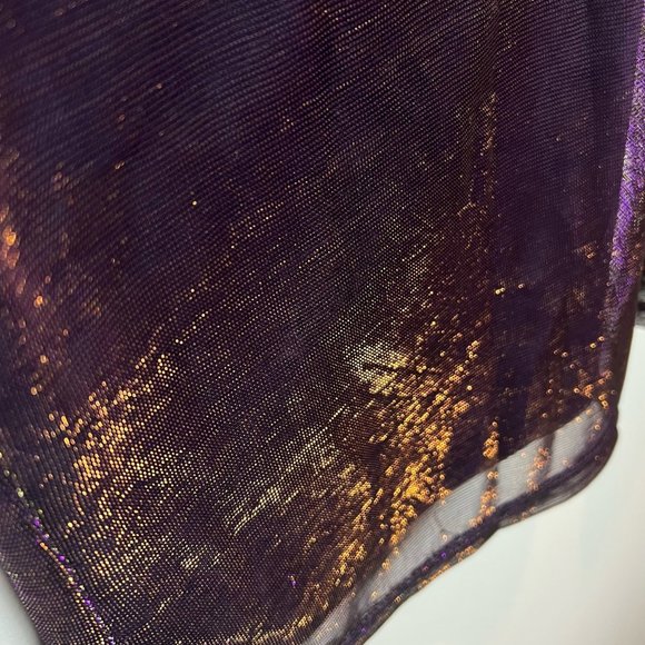 Purple/Gold Vintage Tie Neck Top - Picture 4 of 5